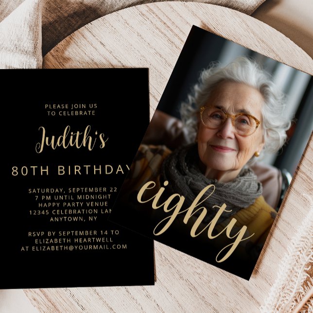 Invitación Cumpleaños 80 personalizado con foto (Subido por el creador)