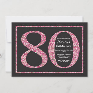 Invitación Cumpleaños 80 Rosa Pizarra Brillante