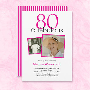 Invitación Cumpleaños 80 Tipografía Rosa 2 Foto
