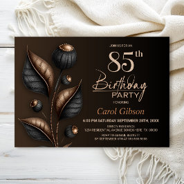 Invitación Cumpleaños 85 Estilizado con Eucalipto Negro y Cob