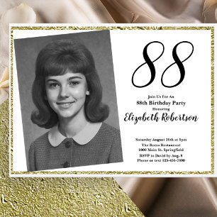 Invitación Cumpleaños 88 personalizado en blanco y dorado