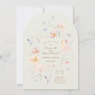 Invitación Cumpleaños 8 de niñas suave floral mariposa 