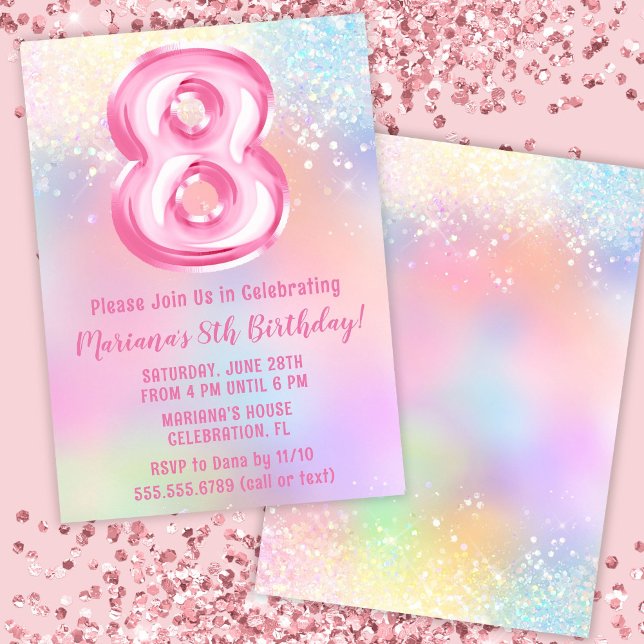 Invitación Cumpleaños 8 de Pink Rainbow (Subido por el creador)