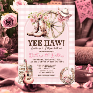 Invitación Cumpleaños 8 de vaquera de gingham occidental