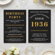 Cumpleaños 90 1936 Oro Negro Personalizado Para Él