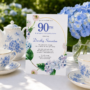Invitación Cumpleaños 90 de Hydrangea Rose