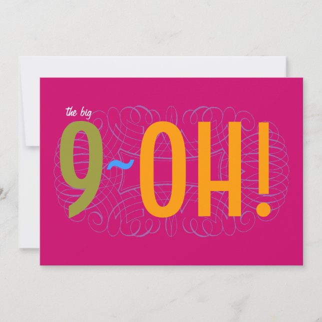 Invitación Cumpleaños 90 - ¡El Gran 9-OH! (Anverso)