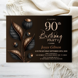 Invitación Cumpleaños 90 Estilizado con Eucalipto Negro y Cob