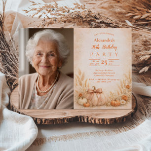 Invitación Cumpleaños 90 Floral Cosecha de Otoño