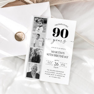 Invitación Cumpleaños 90 Minimalista con tira de película
