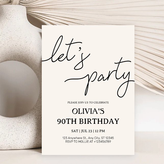 Invitación Cumpleaños 90 moderno de fiesta (Subido por el creador)