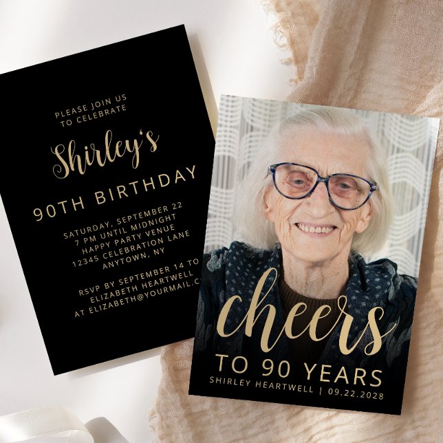 Invitación Cumpleaños 90 Personalizado con Foto (Subido por el creador)