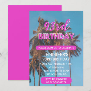 invitación cumpleaños 93 años Summer Pink Palma