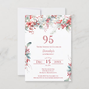 Invitación Cumpleaños 95 Elegante Bayas Botánicas de Invierno