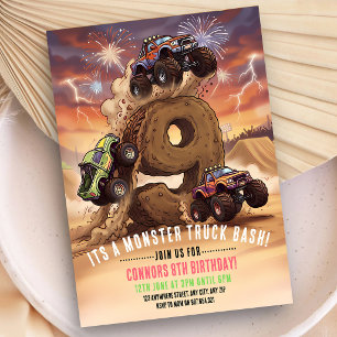 Invitación Cumpleaños 9 de Camión Monstruo Boom Crash