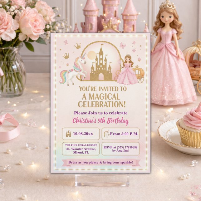 Invitación Cumpleaños 9 de Castillo de Oro de Princesa Unicor (Subido por el creador)
