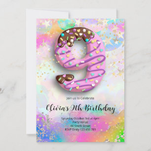 Invitación cumpleaños 9 niñas