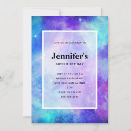 Invitación Cumpleaños abstracto del espacio de la galaxia azu