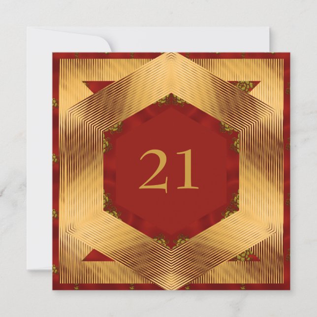 Invitación Cumpleaños Abstracto Rojo Amarillo (Anverso)