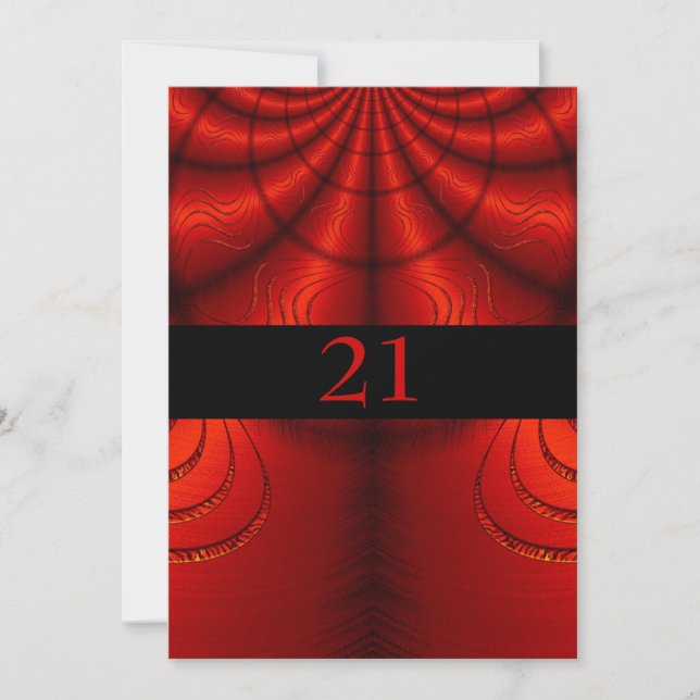Invitación Cumpleaños Abstracto Tela Roja (Anverso)