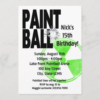 Invitación Cumpleaños activo de la radio Paintball