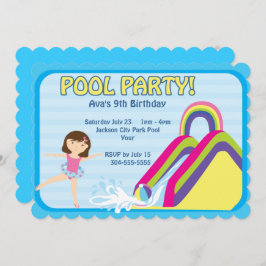 Invitación Cumpleaños adaptable de la fiesta en la piscina
