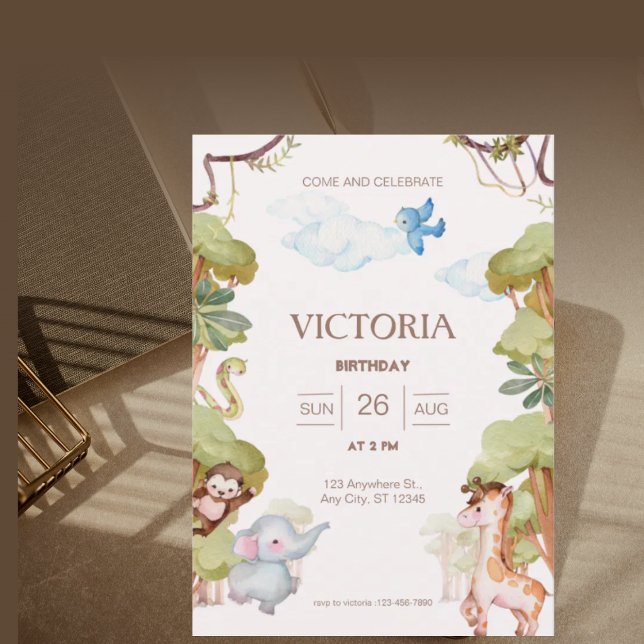 Invitación Cumpleaños adorable animal del bosque  (Subido por el creador)