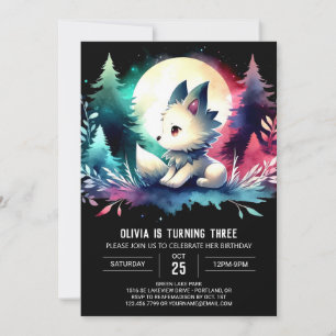 Invitación Cumpleaños Adorable Boho Wolf