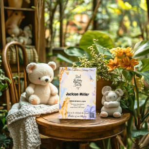 Invitación Cumpleaños adorable de jirafa y elefante 2 años