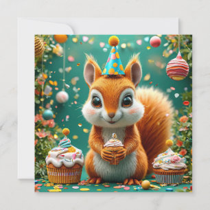 Invitación Cumpleaños adorable de la ardilla