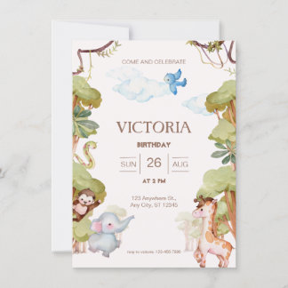Invitación Cumpleaños Adorable de los Animales Forestales