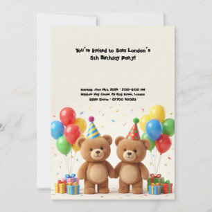Invitación Cumpleaños adorable de osito de peluche 