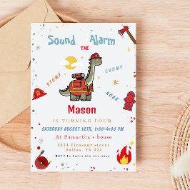 Invitación Cumpleaños Adorable del bombero Dino