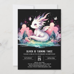 Invitación Cumpleaños Adorable del Dragón Minimalista
