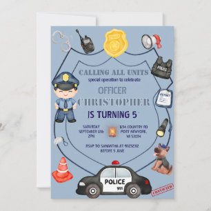 Invitación Cumpleaños adorable del oficial de policía