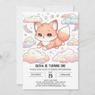 Invitación Cumpleaños adorable zorro 1