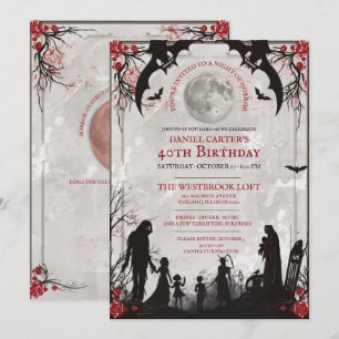 Invitación Cumpleaños adulto 40 de terror gótico de la Parca