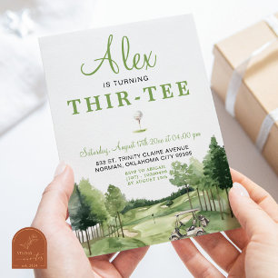 Invitación Cumpleaños adulto al aire libre Golf Green Thir-Te