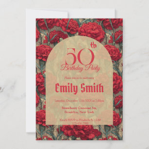 Invitación Cumpleaños adulto con acento de clavel elegante