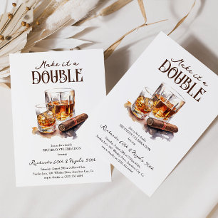 Invitación Cumpleaños Adulto Conjunta de Whisky 'Hazlo Doble'