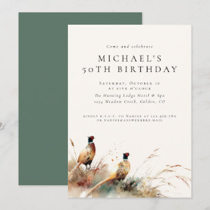 Invitación Cumpleaños adulto de caza de faisanes moderna