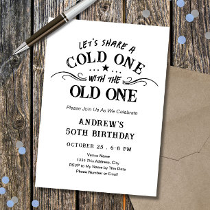 Invitación Cumpleaños adulto de cerveza fría con la vieja