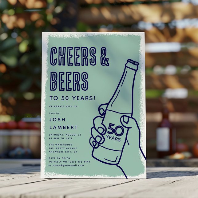 Invitación Cumpleaños adulto de Cheers & Beers Doodle urbano  (Subido por el creador)