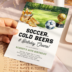 Invitación Cumpleaños adulto de fútbol, cervezas y aplausos