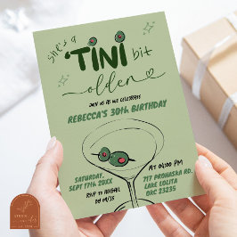 Invitación Cumpleaños adulto de Martini Sucio Verde Dibujado