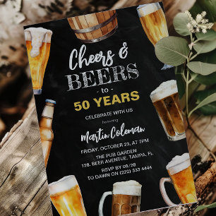 Invitación Cumpleaños adulto divertido de Cheers & Beers para