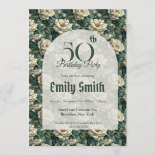Invitación Cumpleaños adulto estético de gardenias minimalist