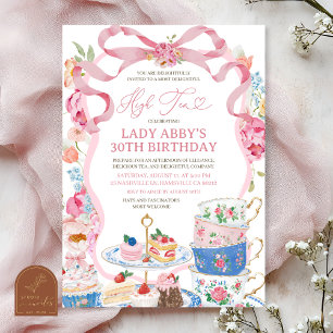 Invitación Cumpleaños adulto floral de primavera Victoriano R