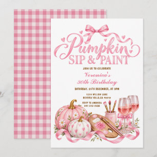 Invitación Cumpleaños adulto número 30 con sorbo y pintura de