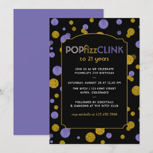 Invitación Cumpleaños adulto Pop Fizz Clink Milestone o de cu